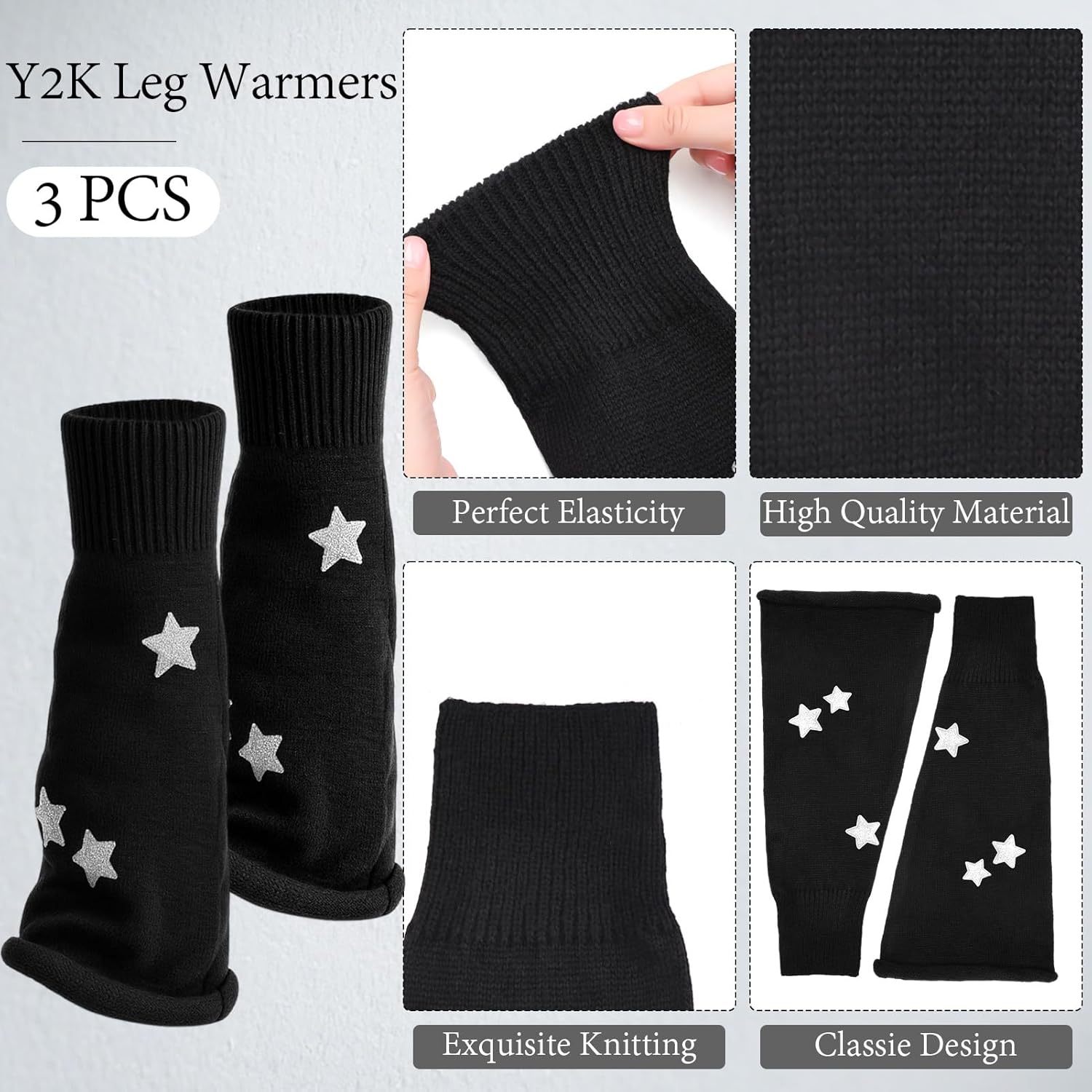 Leg Warmers Y2K for Women - Star Flared Knitted Leg Sleeves Kawaii Harajuku Streetwear Leg Warmers Goth Lolita Winter Accessories for Halloween Christmas - Image 6