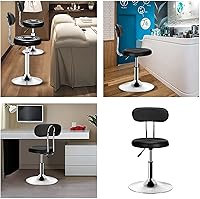 Vista 6 de Silla redonda de rotación ajustable en altura para oficina en casa, silla ergonómica de escritorio para computadora, respaldo medio, sillas