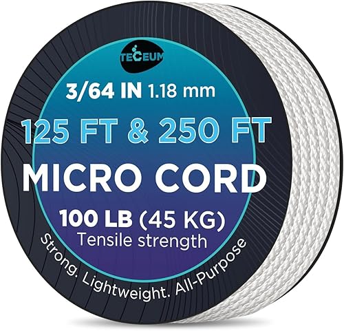 Miniatura 27 de TECEUM Micro Paracord – 1.18 mm X 38 m – Cordón de Utilidad Micro – Cuerda de Paracord Trenzada Fina – Ideal para Manualidades, Proyectos DIY