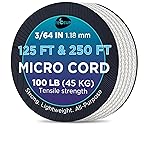 TECEUM Micro Paracord - White - 1.18 mm x 250 ft - Micro Utility Cord - Thin Braided Paracord Rope Nylon Polyester - Wind Chime Replacement - Survival Strong String 007c