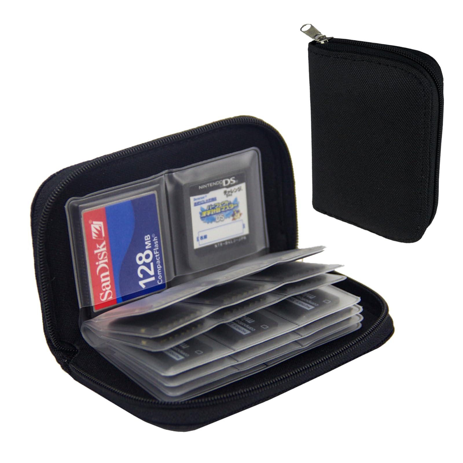 SD Card Holder Case,Micro SD Card Holder,Portable 22 Memory Card Case for 18 SD and 4 CF (Black / 22 Slots - 2 Pack)