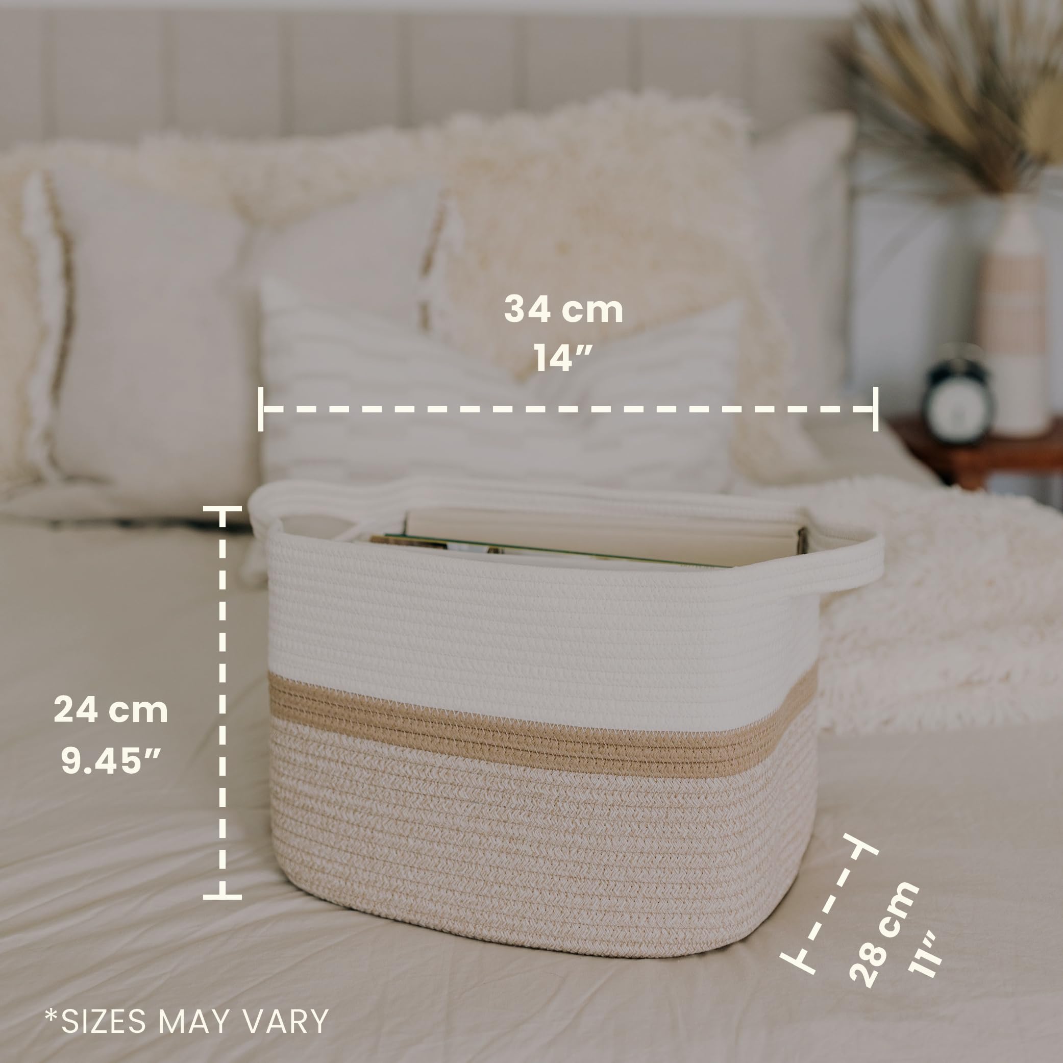 DULLEMELO Set di 2 cestini portaoggetti in tela extra large con manici, pieghevoli, per coperte, soggiorno, colore: beige