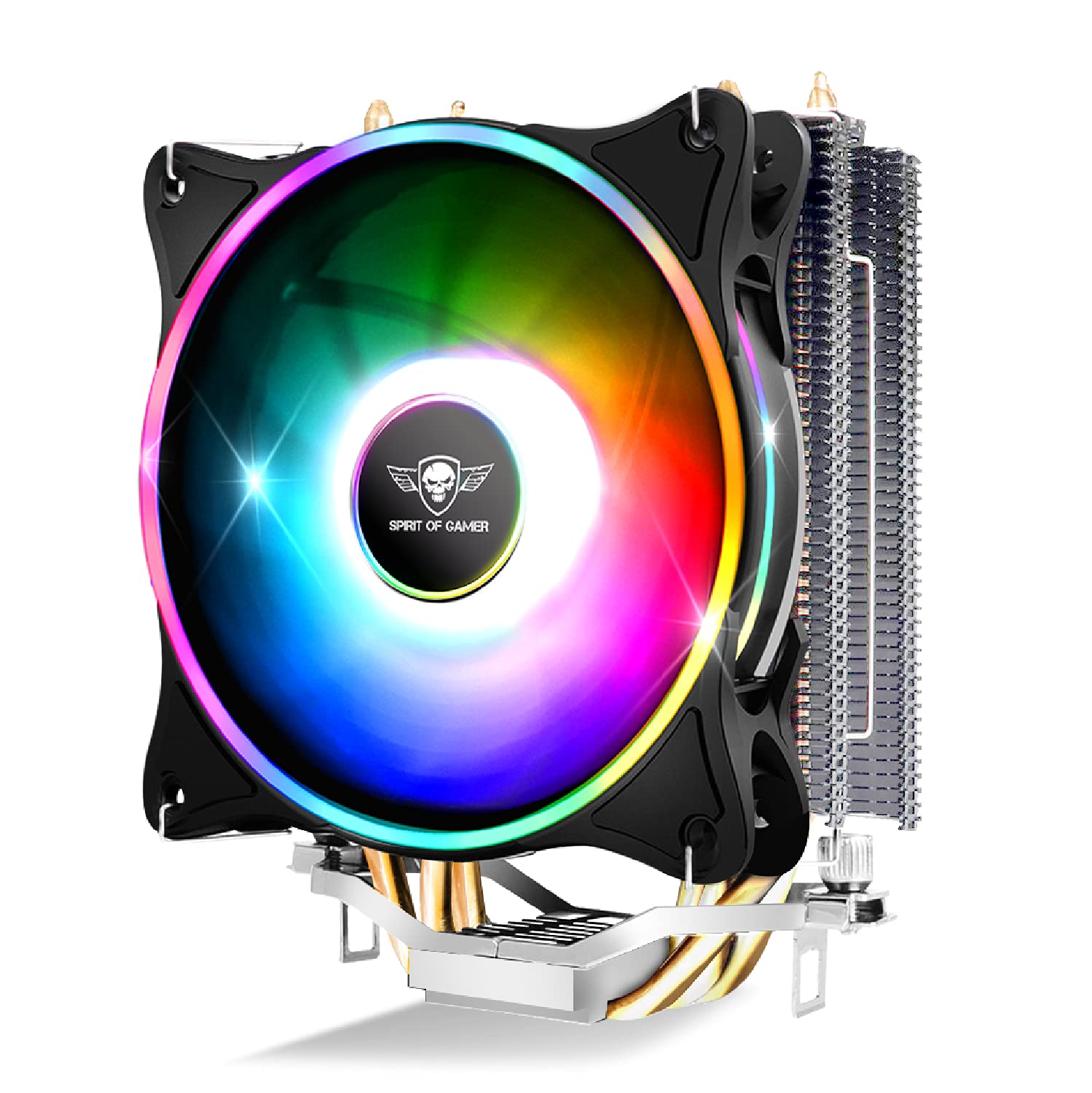 SPIRIT OF GAMER - AIRCOOLER 120 MM ARGB - Ventirad pour Processeurs Intel Et AMD – Rétro-Eclairage RGB Adressable 3 Pin / 5 Volts – Ventilateur PWM 120 mm – Radiateur aluminium