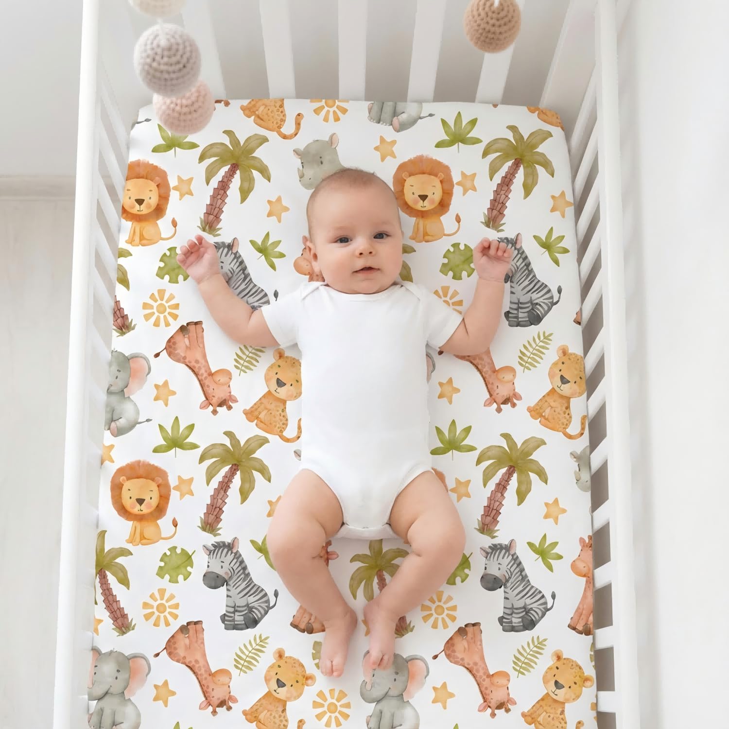 Next to Me Crib Sheets, Fitted Baby Crib Sheets Set of 4, Breathable Soft Microfiber Fitted Baby Bed Sheets (Animal, 83x50cm) - Image 2