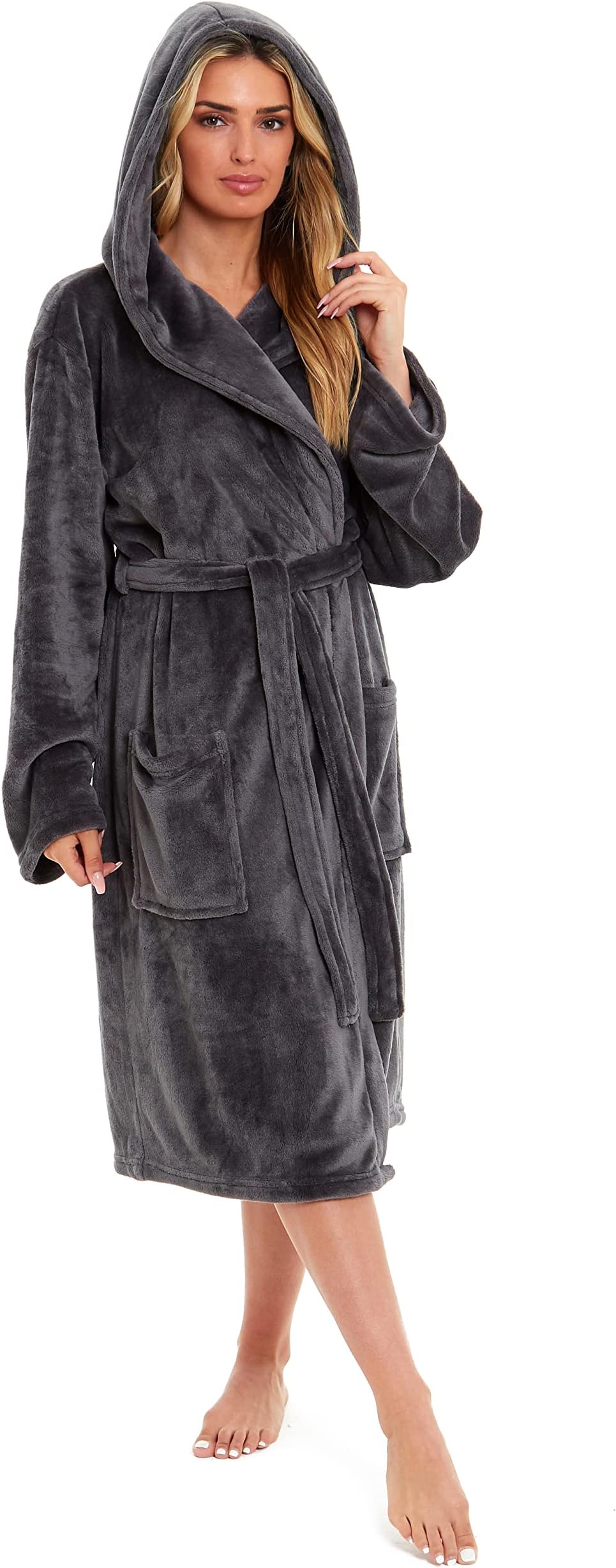 Daisy DreamerLadies Dressing Gown Soft Plush Bath Robe for Women Housecoat Loungewear Bathrobe Soft Shimmer Fleece Gowns