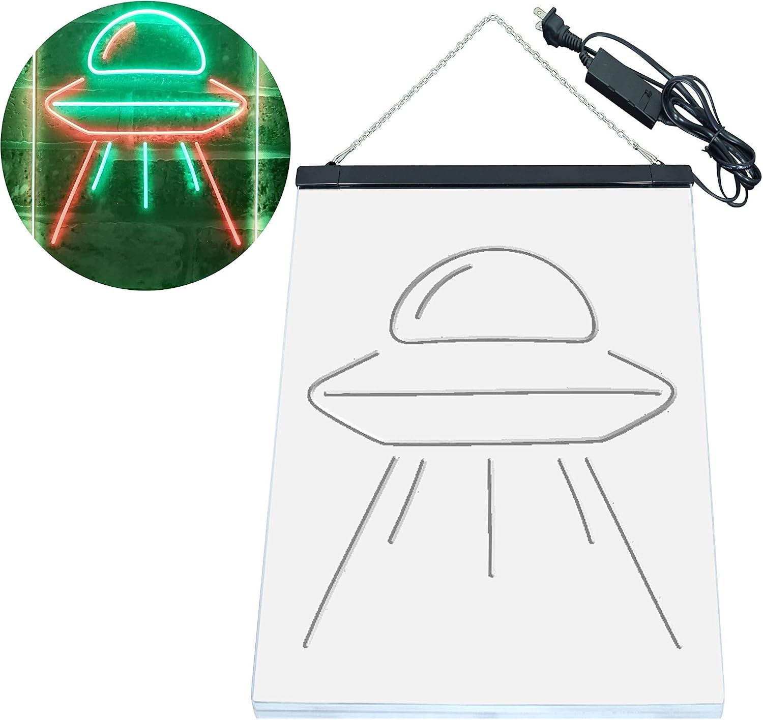 ADVPRO Alien Spaceship UFO Dual Color LED Neon Sign Green & Red 8.5" x 12" st6s23-i3287-gr
