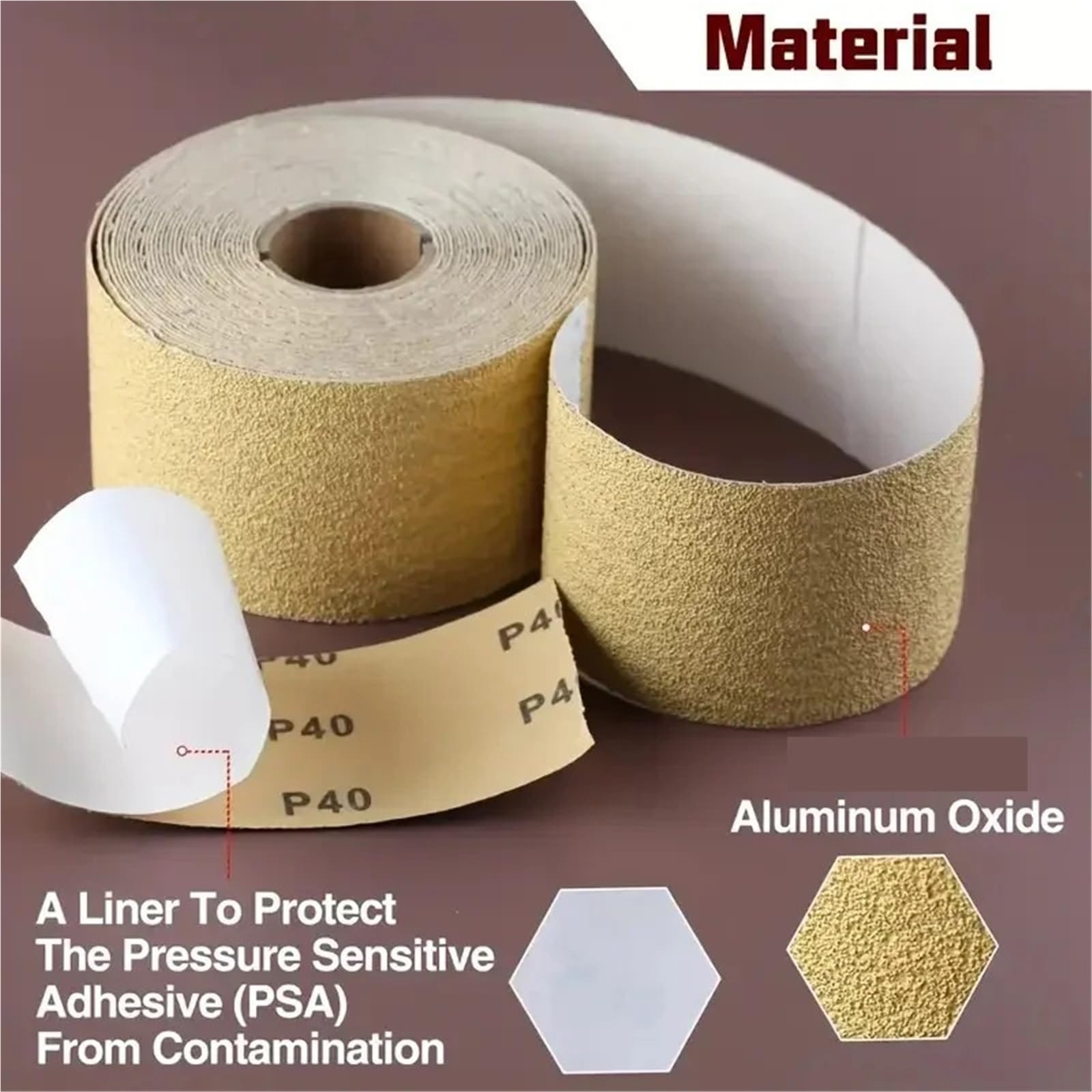 1 rollo de papel de lija autoadhesivo, tamaño 2-3/4 X 10, hoja adhesiva PSA, adecuado for automoción y carpintería