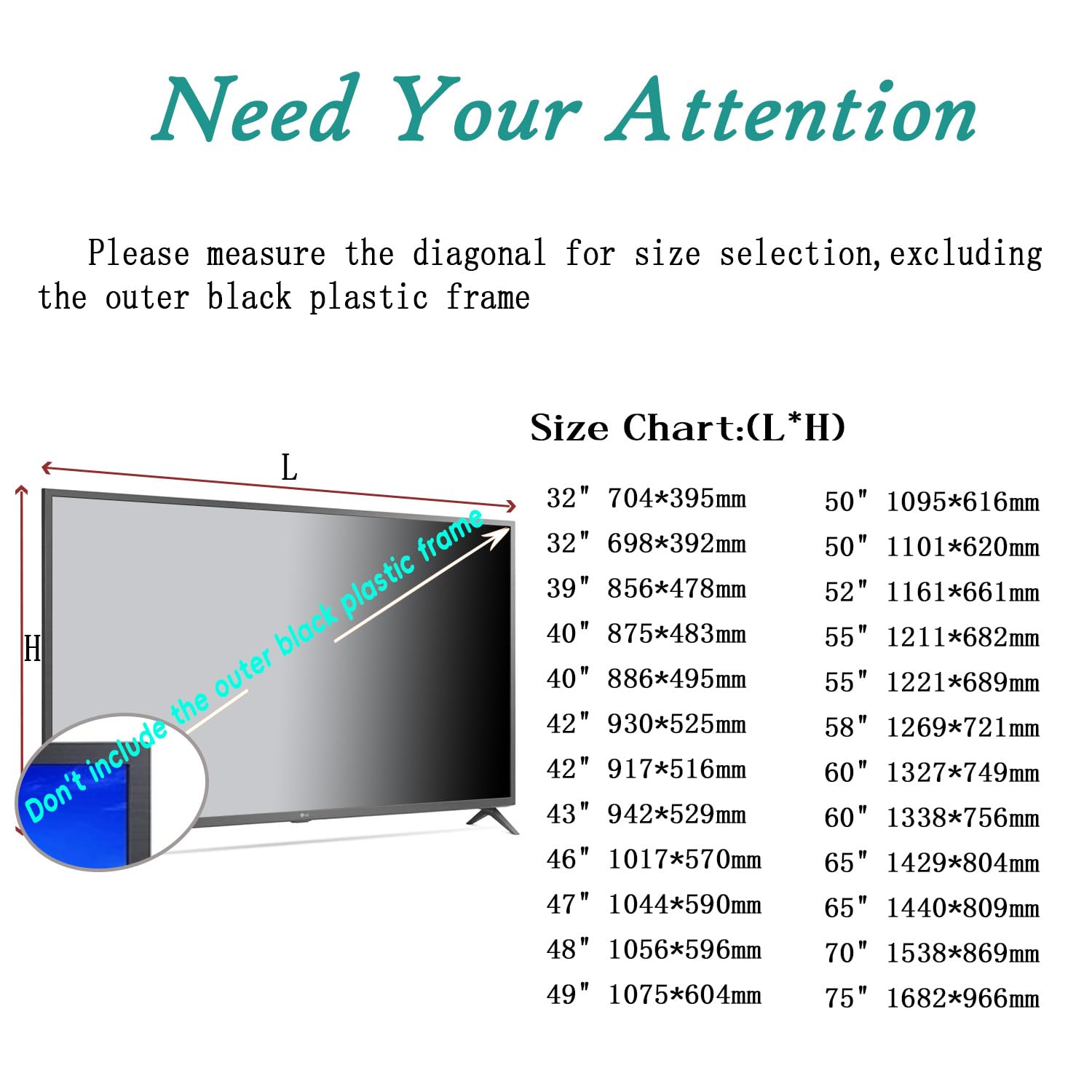 Generisch Bildschirmschutz Für Fernseher Und Monitor, Blaulichtfilter Und Uv-Schutz, Matte Antireflex-Folie, Ultraklare Abdeckung Für Außenbereiche Zum Schutz Der Augen (50" 1101 * 620mm)