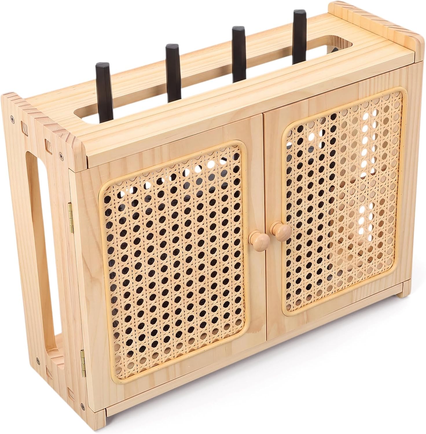 Xuhal Wooden Wi-Fi Router Storage Box Wall Mount Wi-Fi Router Box Standard Wall Mountable Decorative Modem Routers Storage Boxes Power Strip Cable Hider Rack for Home, 15.75" W x 5.5" D x 12.2" H