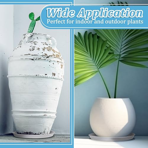 Miniatura 7 de Eccliy Paquete de 6 platillos de plástico resistentes para macetas, platillos grandes para macetas, bandejas de agua de plástico para interiores y