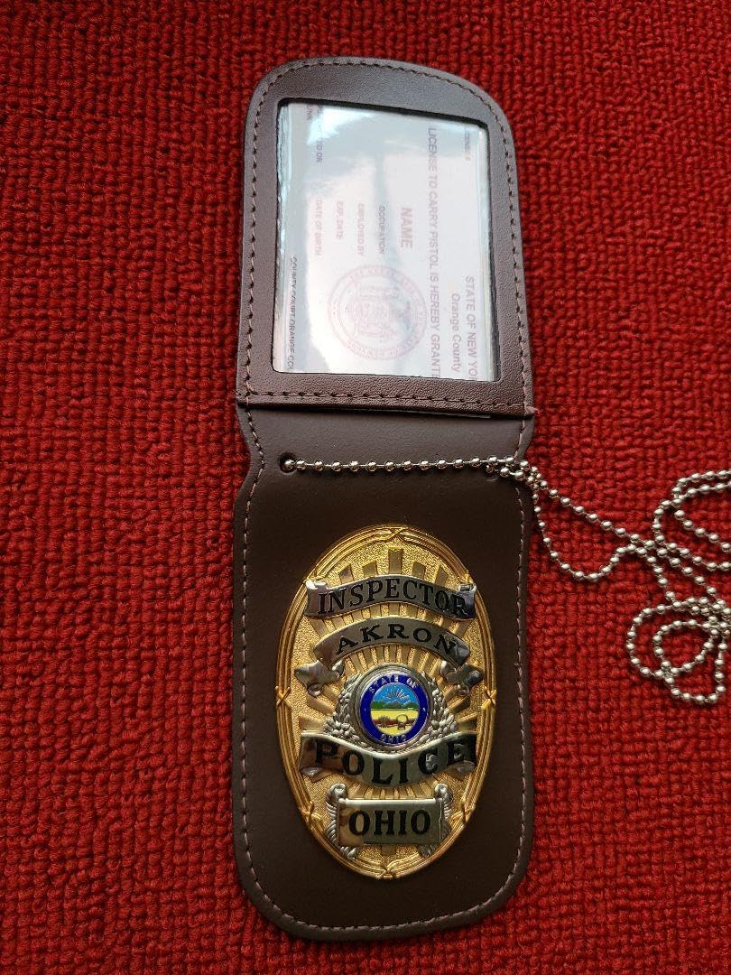 米国ポリスバッジ　ブラッキントン製 peace officer 米国ポリスバッジ【AKRON POLICE】ブラッキントン製 PF社ホルダー付き