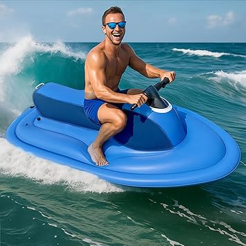 Upgraded 2-Person Inflatable Jet Boat - Premium Blue Non-Motorized Boat | 485lb Capacity | Dual-Fin Safety | Ultra-Lightweight & Portable | Suitable for Pool, Lake & Ocean Recreation, no Thruster