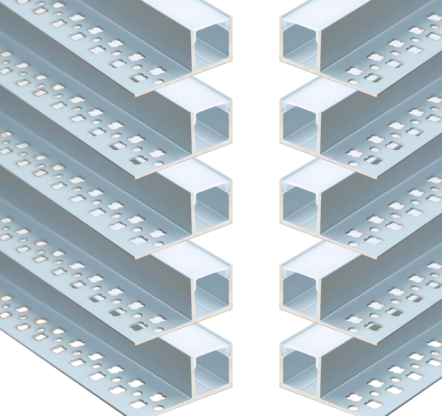 StarlandLed 10-Pack 6.6FT/2 Meter Plaster-in Recessed Slim LED Aluminum Channel with Single Flange for LED Strip …