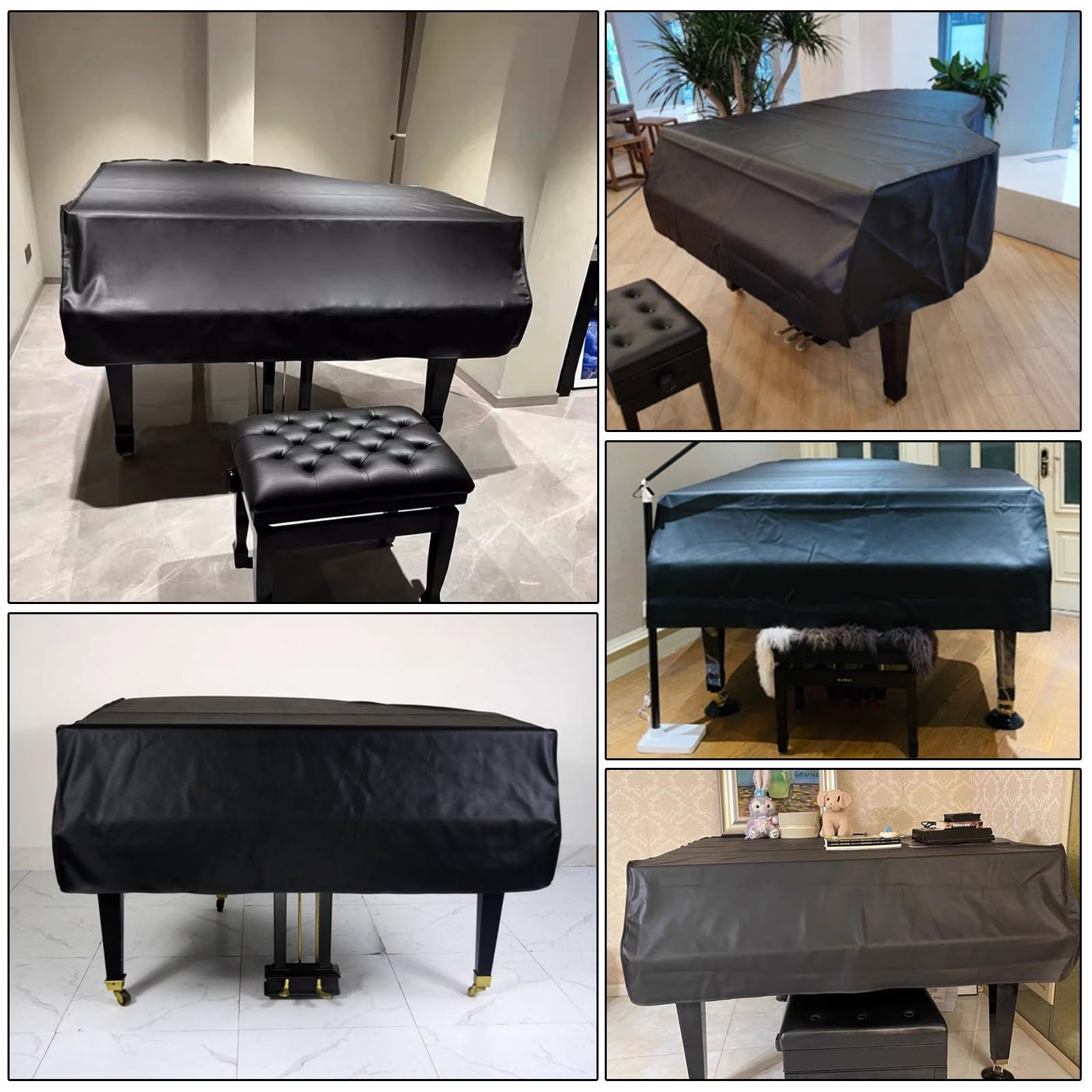 Funda Para Piano De Cola Para Bebés,Funda Impermeable Para Piano De Cola | Impermeable a prueba de polvo protector solar y a prueba de arañazos - Funda protectora negra para piano de cola(180cm)