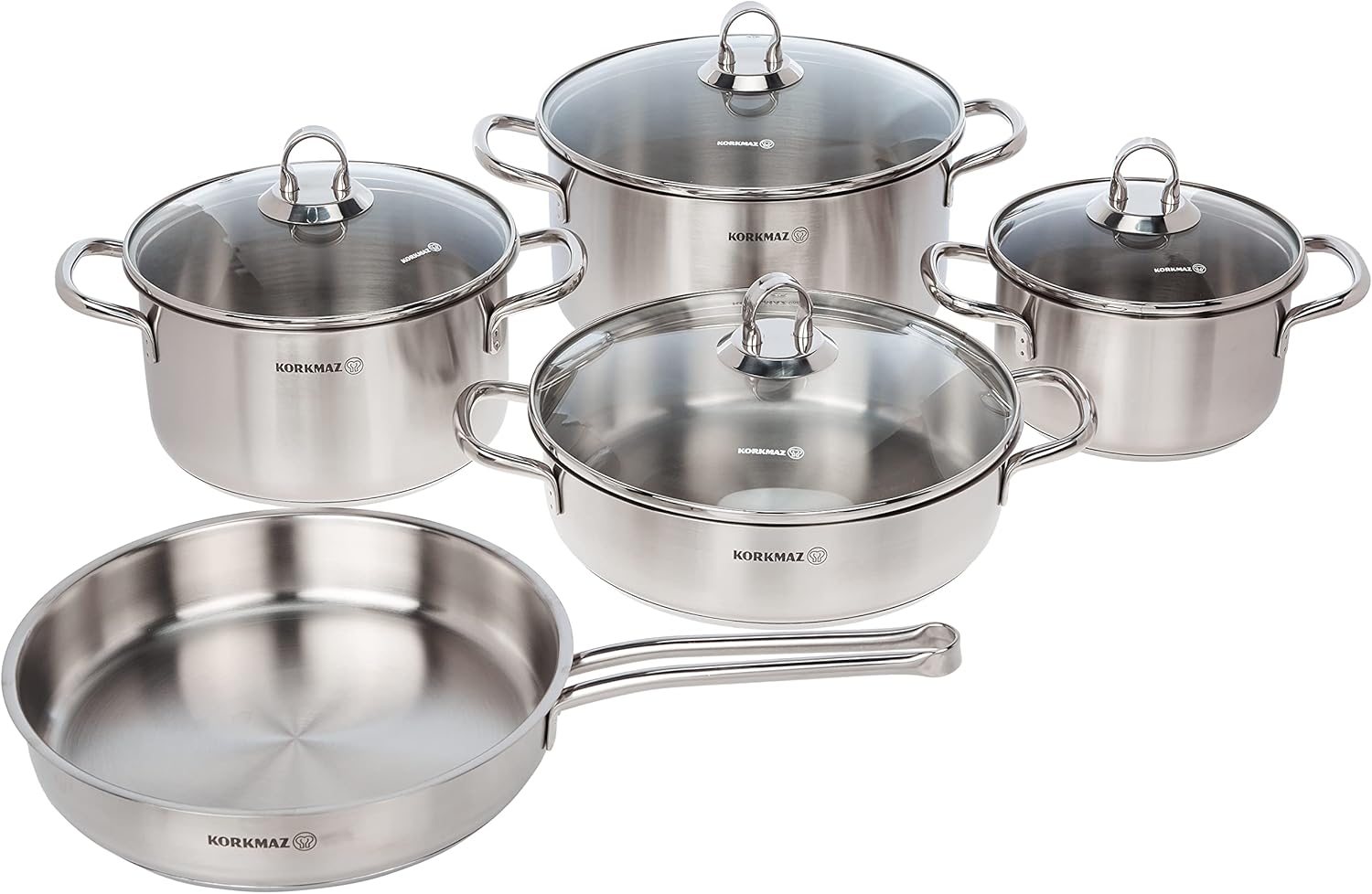 Korkmaz Satina 9 Pcs Cookware Set, Silver, A1865 Buy Online at Best