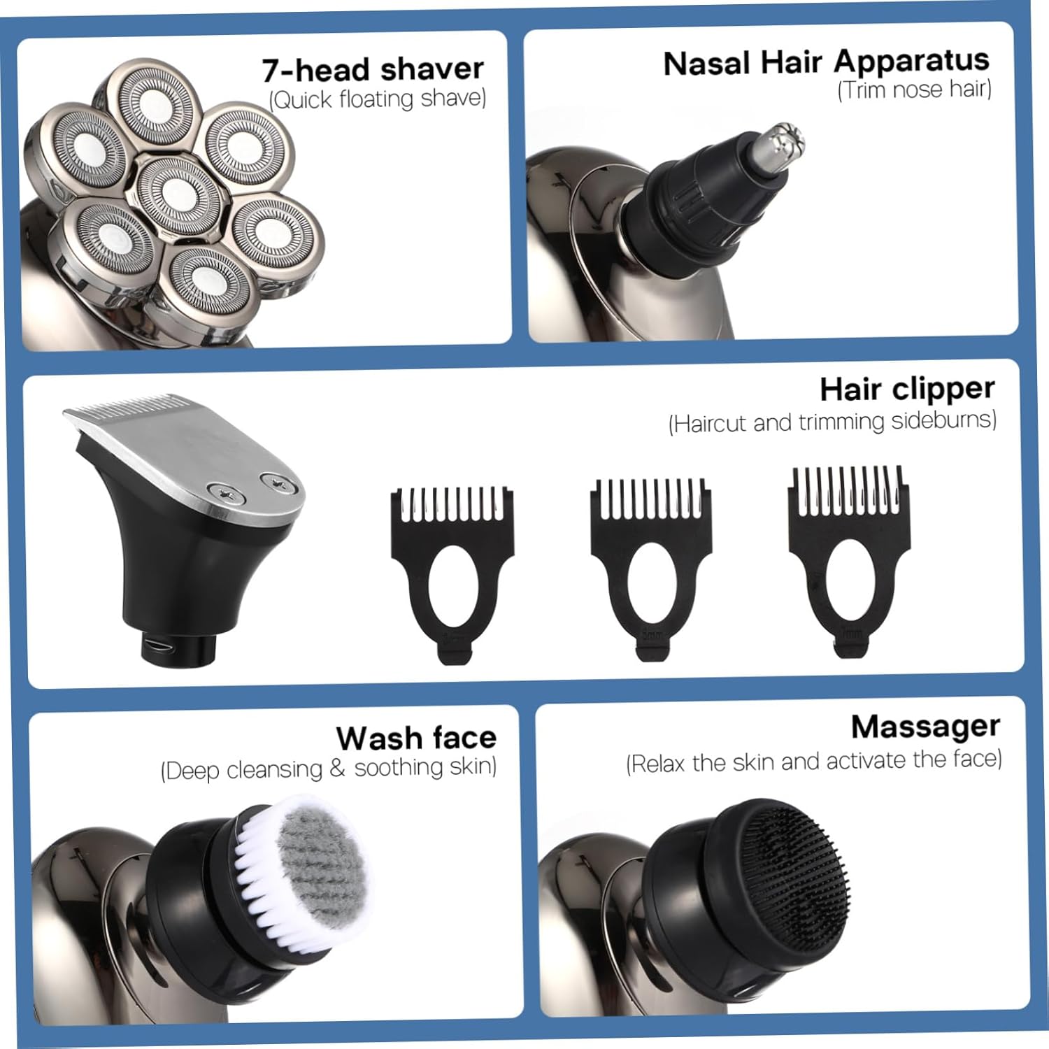 Gatuida Head Electric Shaver for Men Beard Trimmer Facial Hair Razor Multifunctional Hair Cutting Tool Travel Shaver