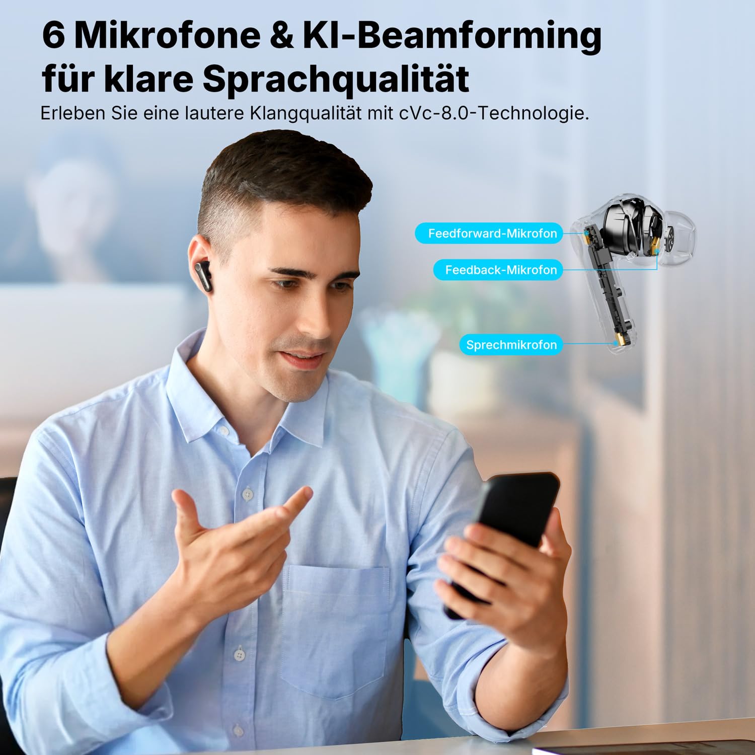 EarFun Air Pro 4+ Bluetooth Kopfhörer mit Noise Cancelling, Hybrid-Treibersystem, Hi-Res Audio, aptX Lossless, LDAC, 6 Mik. KI Anrufe, 54 Std. Akku, Multipoint, Trageerkennung, IP55, Bluetooth 6.0