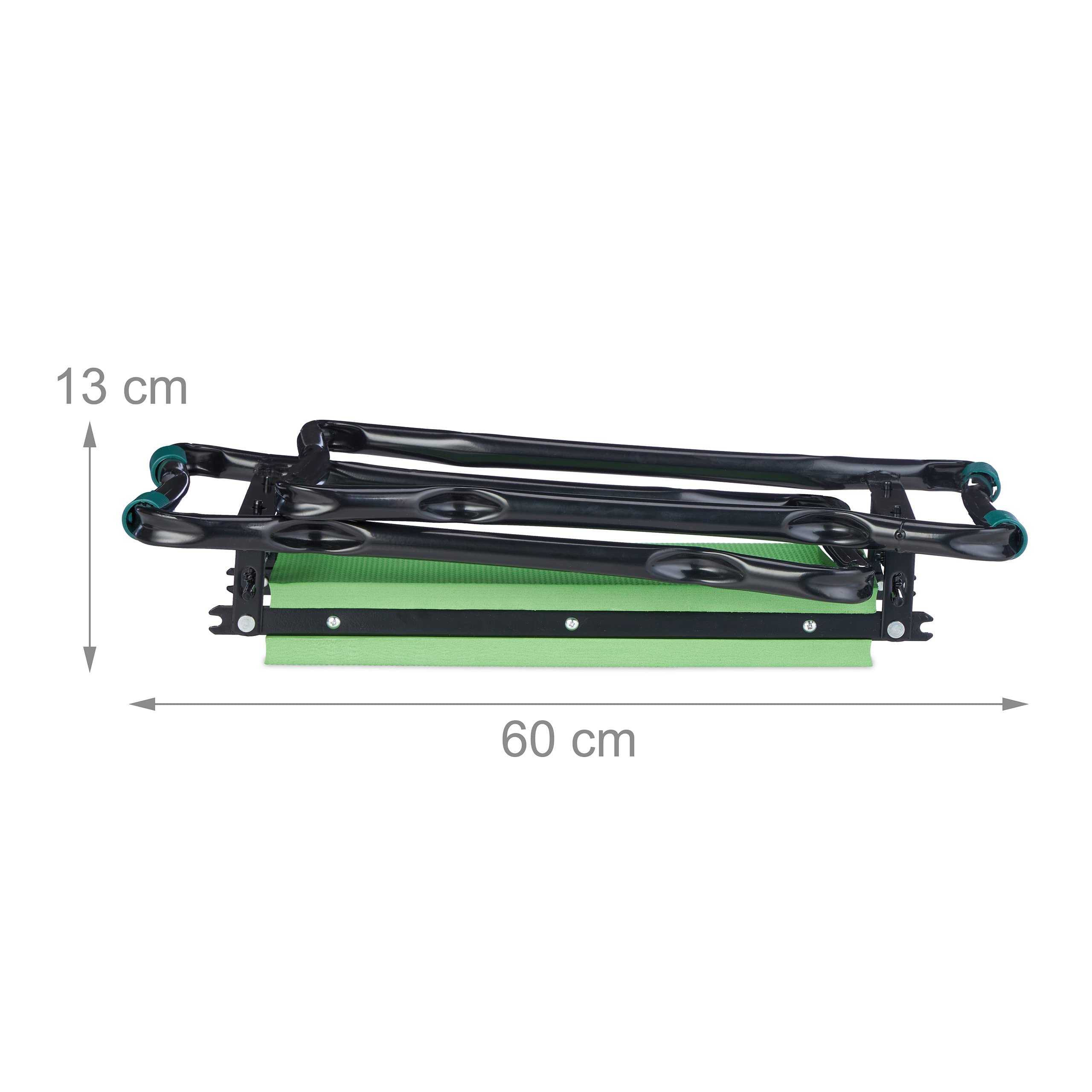 Relaxdays Agenouilloir Jardinage, Pliable, rembourré, soulage articulations, Pochettes latérales, Max.150 kg, Noir-Vert