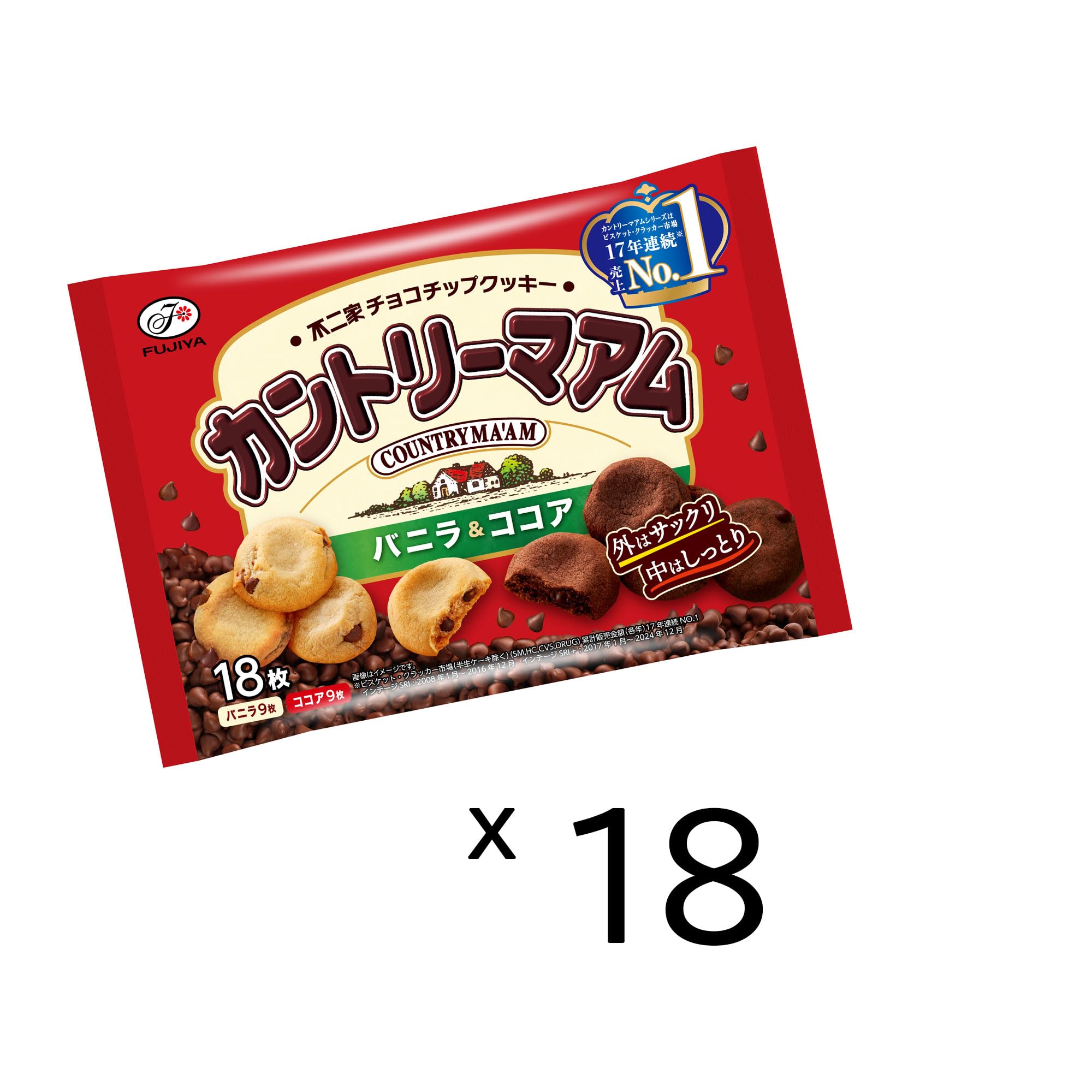 Amazon.co.jp: 不二家 カントリーマアム（バニラ＆ココア） 18枚×18袋