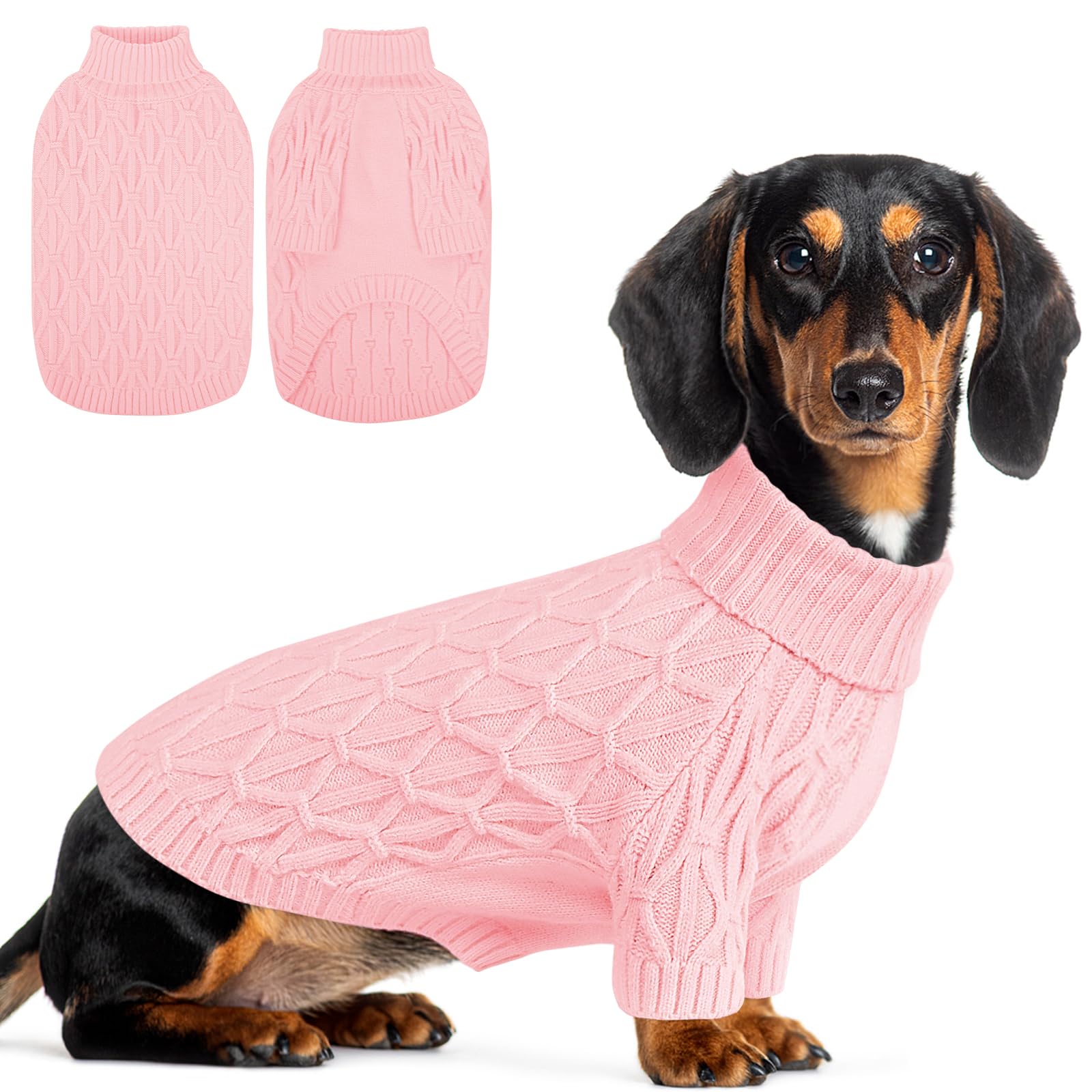 Queenmore Maglione per Cani, Maglioncino Cane Morbido e Elastico con Collo Alto, Felpa Cane per Maltese, Pomeranian, Barboncino e Lagotto Romagnolo, Rosa, S
