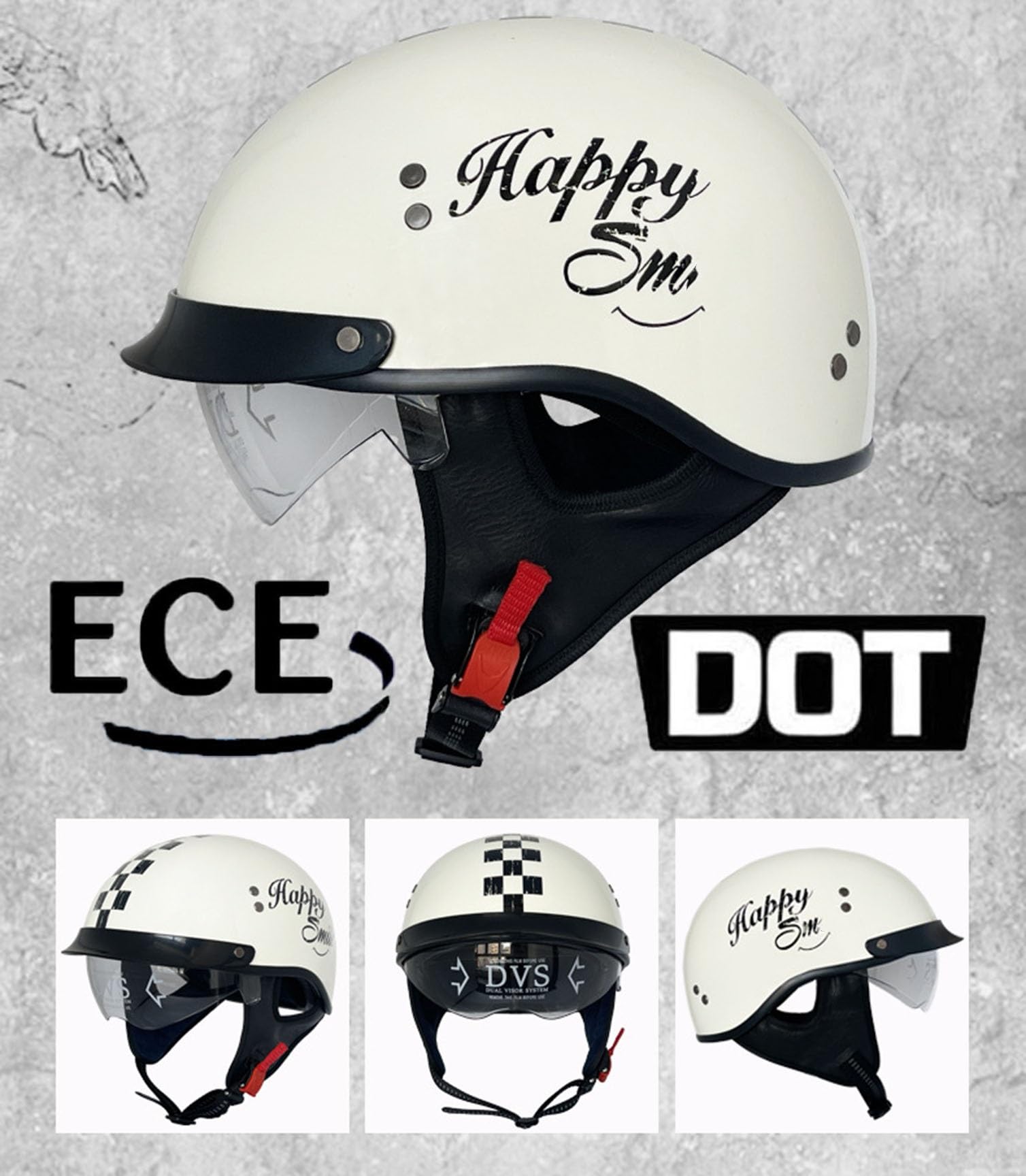 Halbhelm Halbschalenhelm mit ECEDOT Zertifizierung Jethelm Retro mit Sonnenblende, Chopper Helm Roller Helm Offenem Helm, Street Moped Halbhelme, mit Herausnehmbarem und Waschbarem Futter(9,M=57
