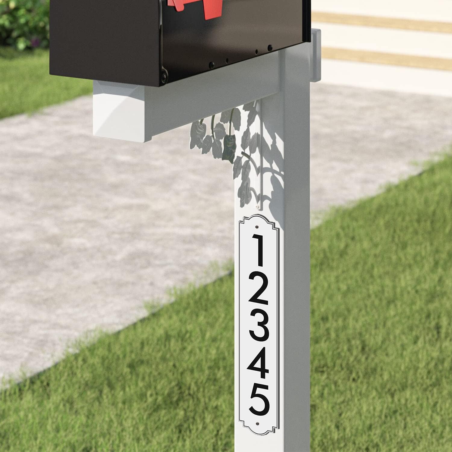 House Number, Address Plaque Outside Sign - Mailbox Numbers (18" x 3.5") Customized Sign for House, Store, Office, Outside, 911 Visibility Signage, Any Font (Vertical)