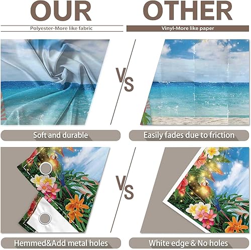 Miniatura 5 de YCUCUEI Tela de 10 x 8 pies, telón de fondo hawaiano de playa, flores tropicales, hojas de palma, fondo de tabla de surf, decoración Aloha Luau,