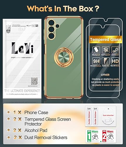Miniatura 8 de LeYi Funda para Samsung Galaxy A13 5G con protector de pantalla de vidrio templado (paquete de 2) Soporte de anillo giratorio de 360, soporte