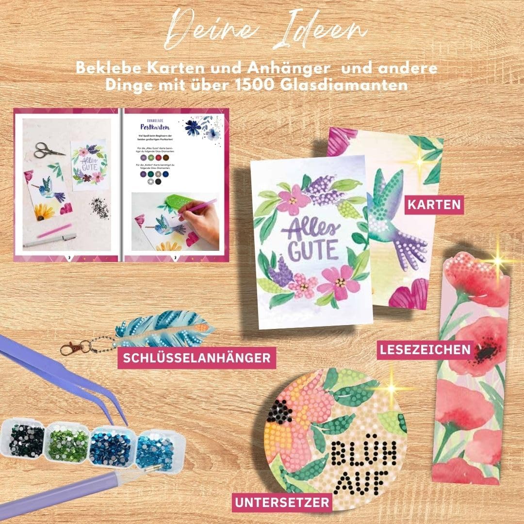 TOPP Kreativbox Diamond Painting, 6 Designs, All Year Round DIY Painting Kit, Artwork Set, Painting with Diamonds, Creative Box, Mosaic Pictures, Artwork, Craft Set