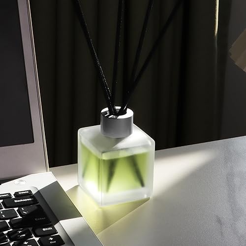 Miniatura 5 de Juego de 3 difusores de junco, aceite perfumado de té blanco de lino, cítricosbambú, aceites esenciales de aroma de bosque con varillas difusoras,