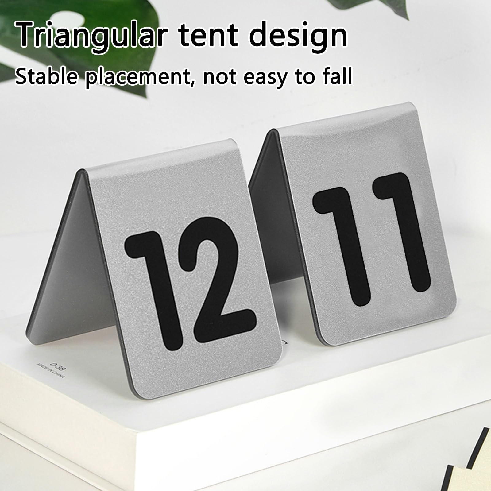 Restaurante De Hotel Tablero De Señalización De Reserva Num 1-10 1-20, Números De Mesa Triangulares 7x8cm Colocación Estable, Cartel De Mesa De Acrílico Fácil De Limpiar(Silver,1-20)