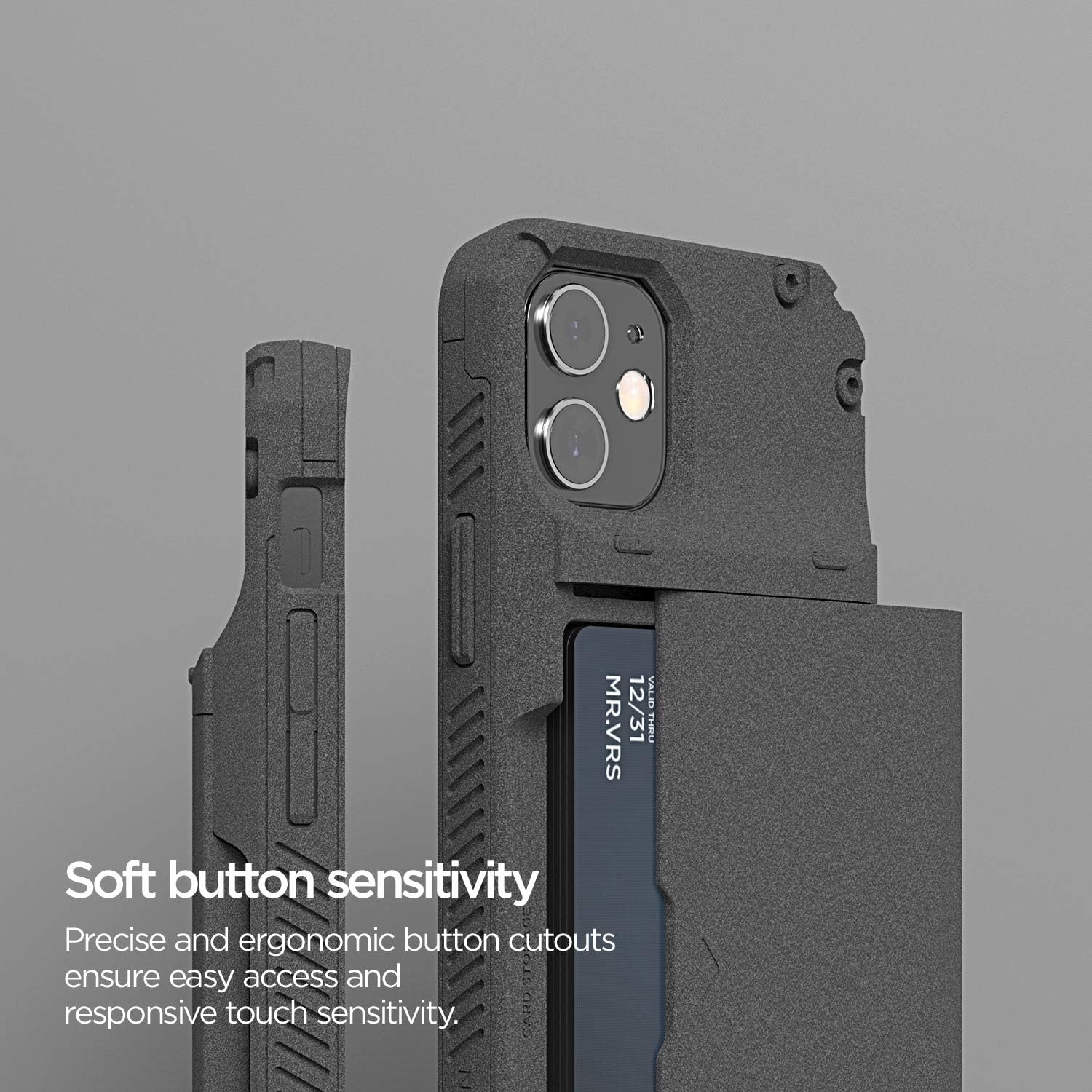 【VRS】 iPhone12 mini 対応 ケース カード 収納 3枚 耐衝撃 スマホケース 衝撃 吸収 背面 スライド 式 カードケース 付き ハード カバー タフ 頑丈 対衝撃 衝撃吸収 カード入れ 付 携帯ケース [ iPhone12 mini アイフォン12mini アイフォン12ミニ 対応 ] Damda Glide Pro サンドストーン