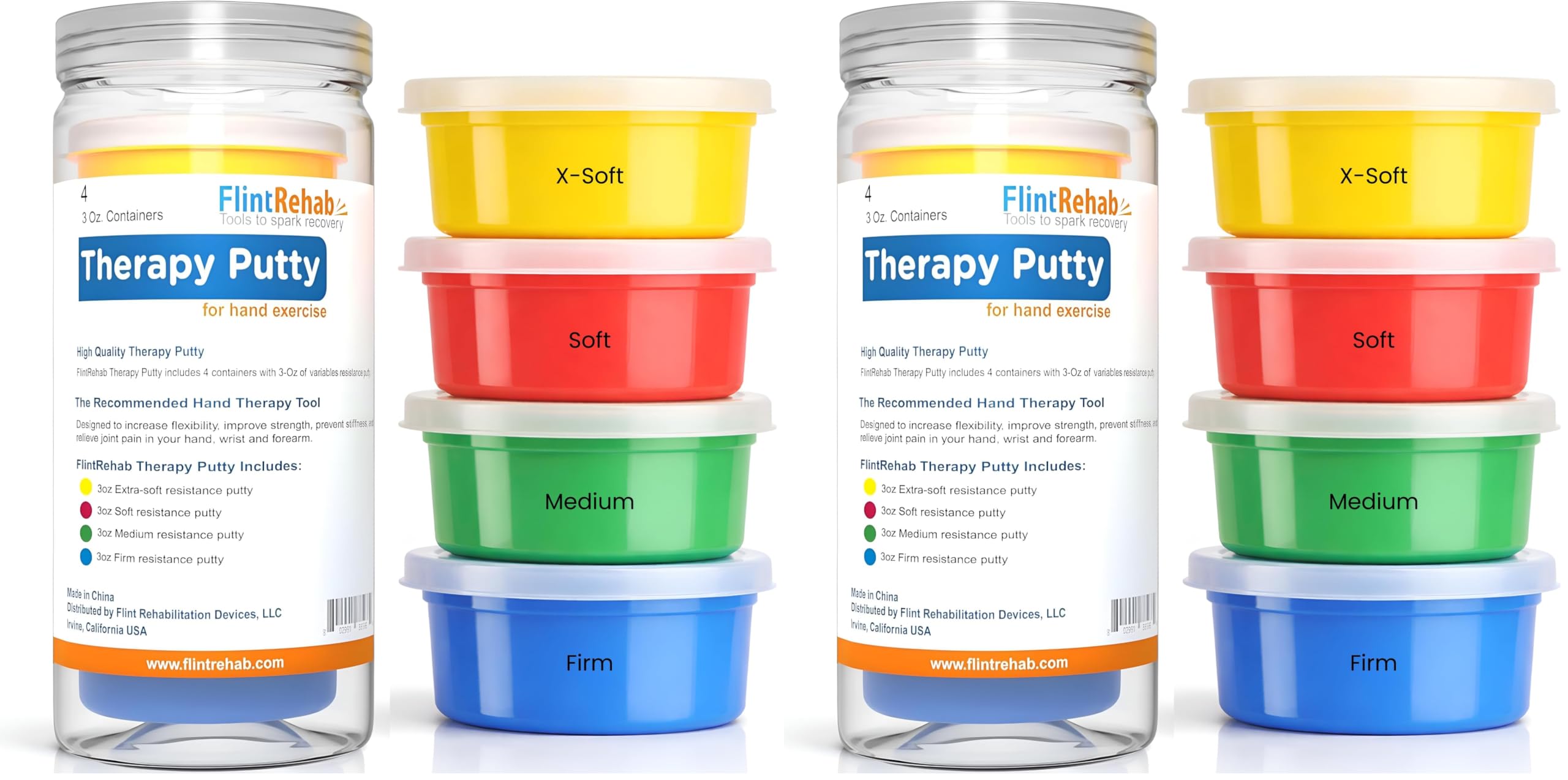 FlintRehab Therapy Putty for Teens &amp; Adults (8 Pack, 3 Oz Each) - Putty for Hand Therapy, Fidgeting &amp; Stress Relief - Non-Toxic Resistive Exercise Putty for Hand Strengthening