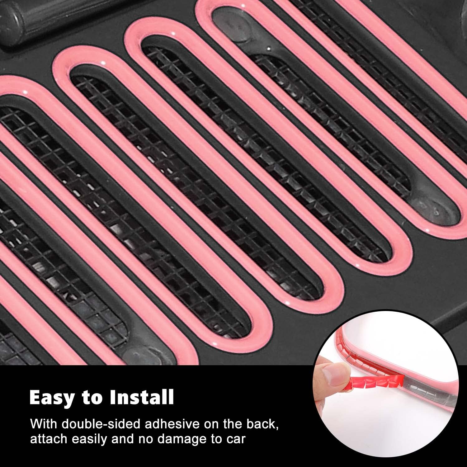 RT-TCZ Hood Vents Cover Trim Decorative Exterior Accessories for Jeep Wrangler JK JKU 2 Door 4 Door 2007-2017,Pink