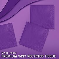 Vista 2 de Creative Converting Servilleta de bebida de amatista de 3 capas, 5" x 5