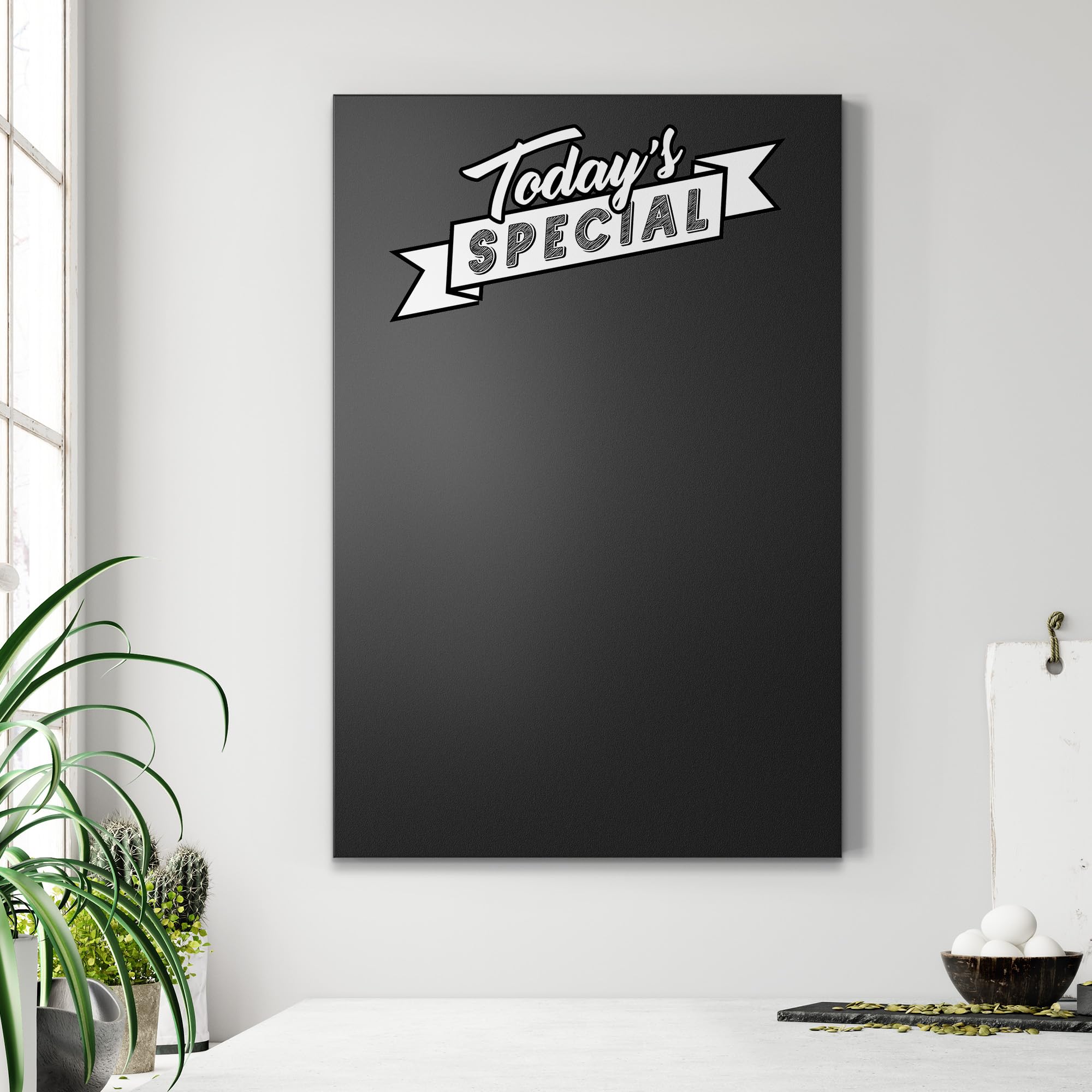 DEQORI Pizarra magnética con impresión UV | diseño "Oferta de pizarra retro" | diseño rectangular 60 x 90 cm | tiza pizarra metálica se puede escribir – Decoración de pared para cocina, pasillo