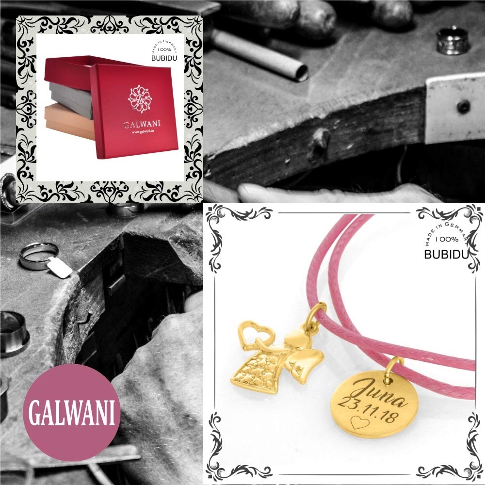 Mädchenarmband 925 Silber vergoldet Gravur Engel Armband mit Namen Herz Kindername Geburt Geschenk Mama Kinderarmband Einschulung | HANDMADE IN GERMANY
