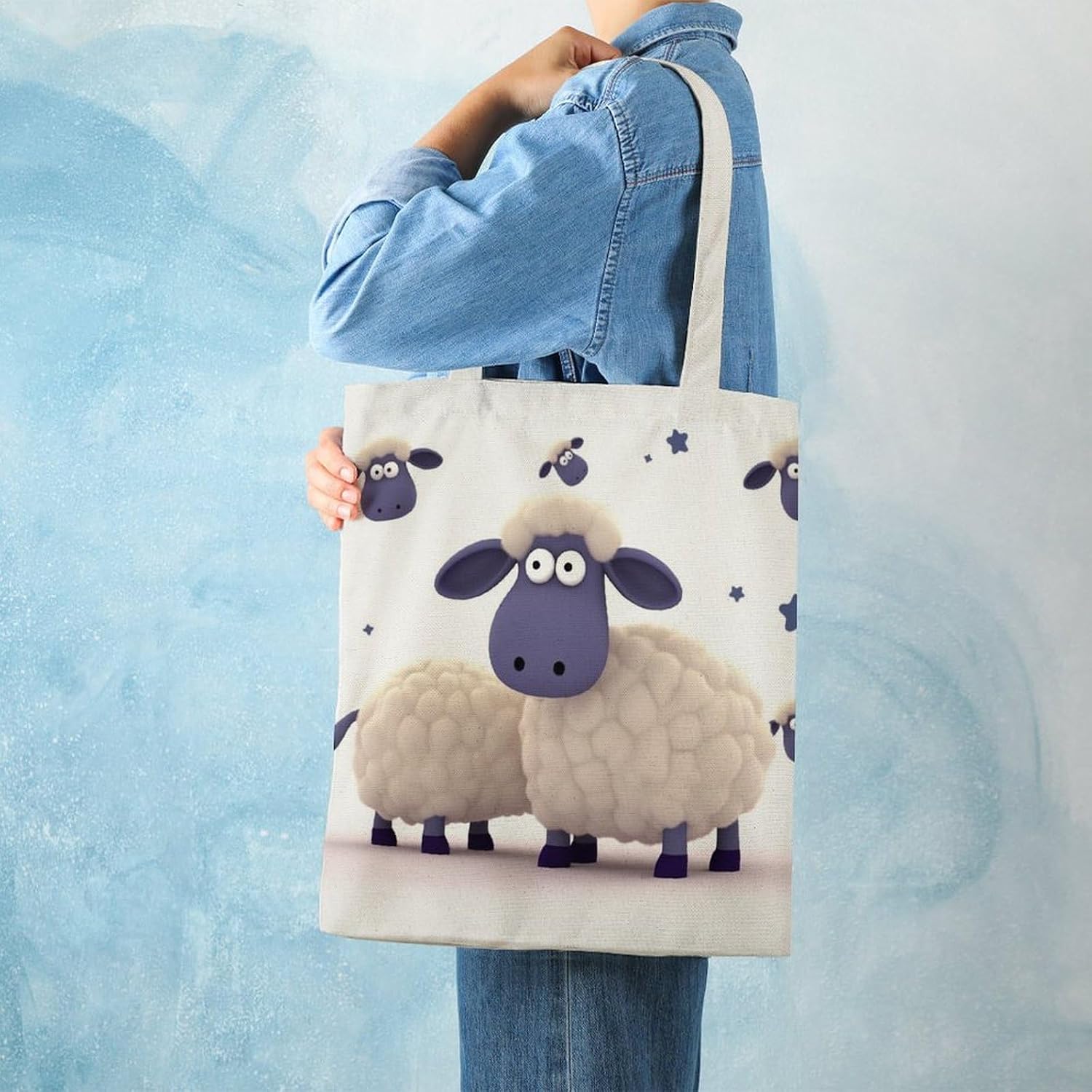 Sheep Canvas Tote Bag Reusable Grocery Bag image 2