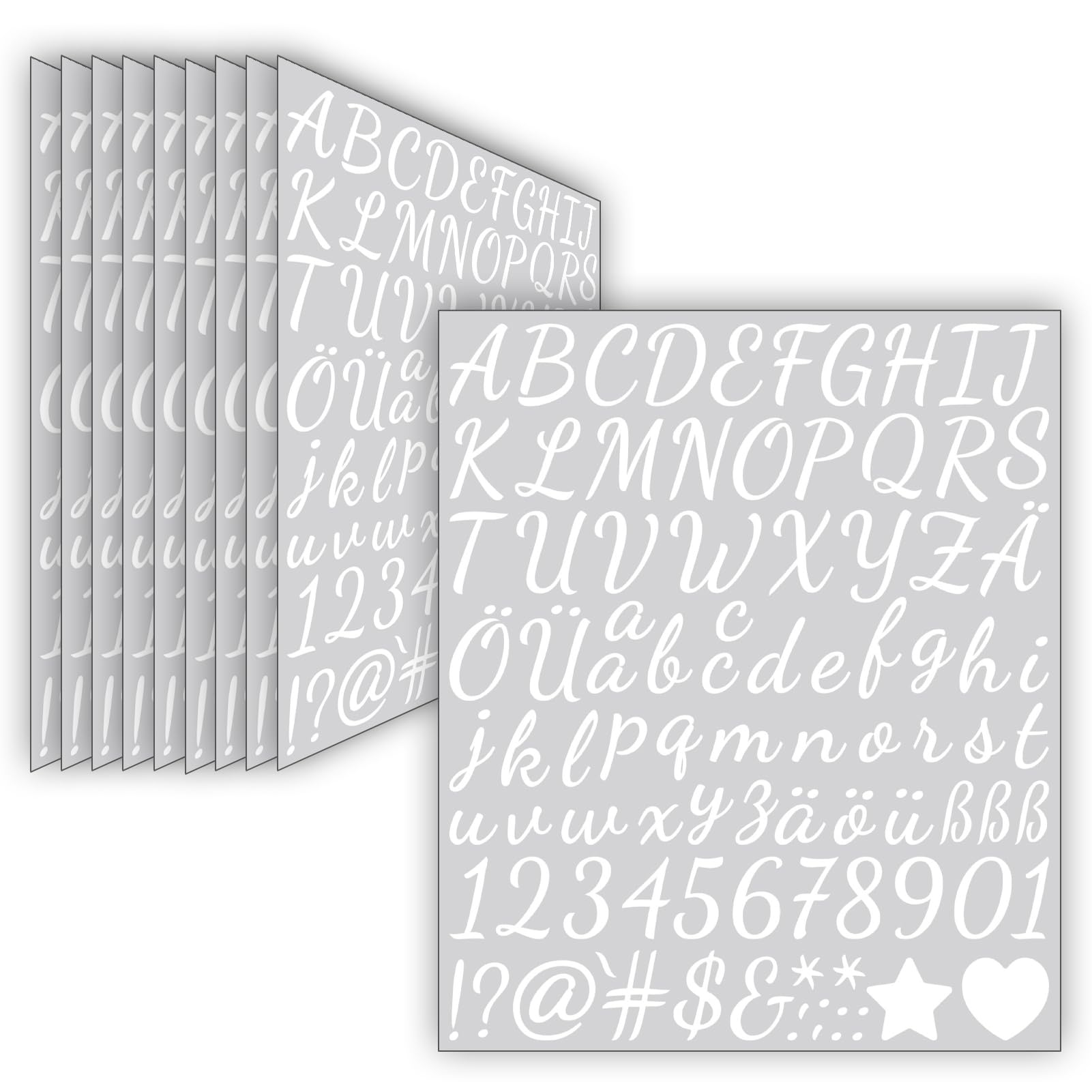 10 Blätter Buchstaben Aufkleber (2.5 cm),930 Stücke Selbstklebende Aufkleber Vinyl Buchstaben Zahlen,Wasserfester Sticker für Postfach,Scrapbooking,Adressnummer,DIY Handwerk (Weiß)