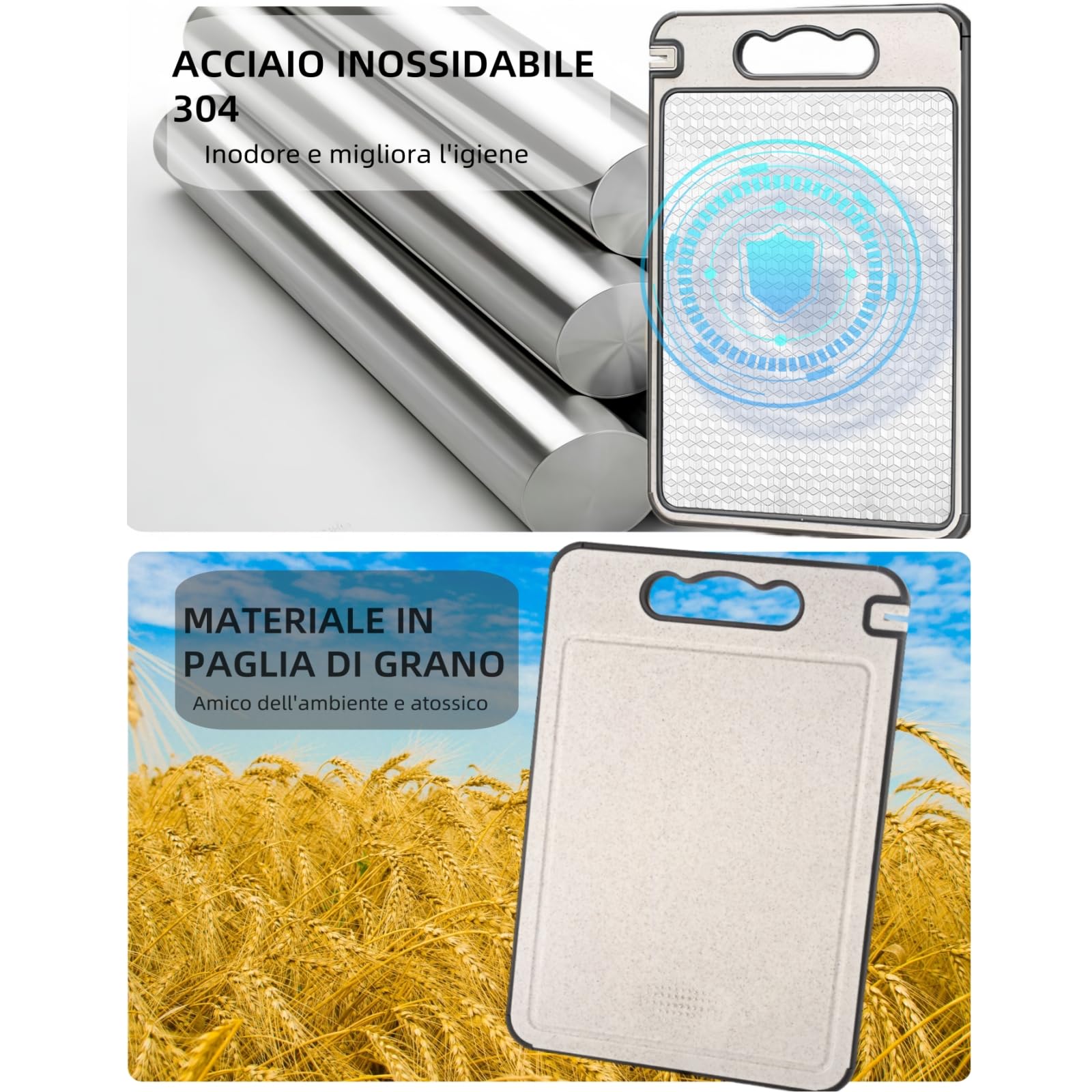 Tagliere in acciaio inox 304, bifacciale, lavabile in lavastoviglie, ideale per carne, frutta e verdura | Leroy Merlin