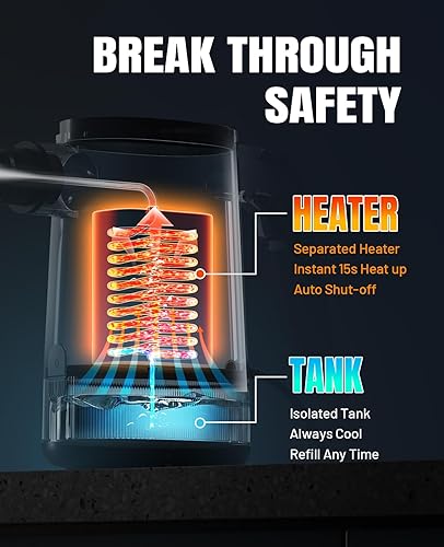 Miniatura 3 de TEEVOGO Limpiador a vapor presurizado, limpiador de vapor de mano de calor instantáneo de 15 segundos, tanque mejorado de 22.0 fl oz, vaporizador