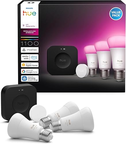 Philips Hue Starter Kit Bridge Pro + Smart Button + 3 A60…