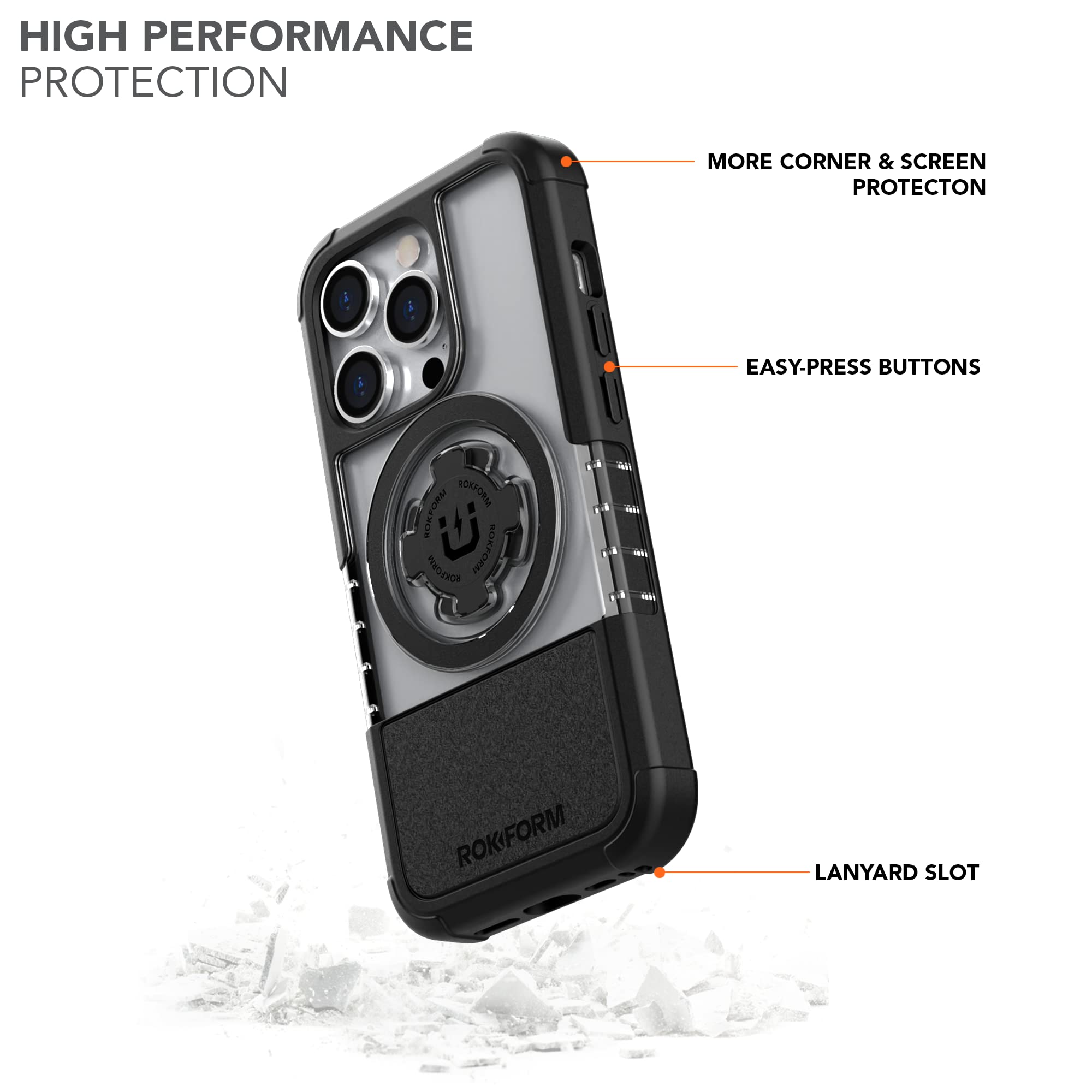 Rokform Schutzhülle für iPhone 14 Pro, Kristall-Serie, doppelt magnetische, transparente Apple-Schutzhülle, iPhone-Cover mit RokLock-Drehverschluss, schlanke, fallgetestete Schutzfülle (Transparent)