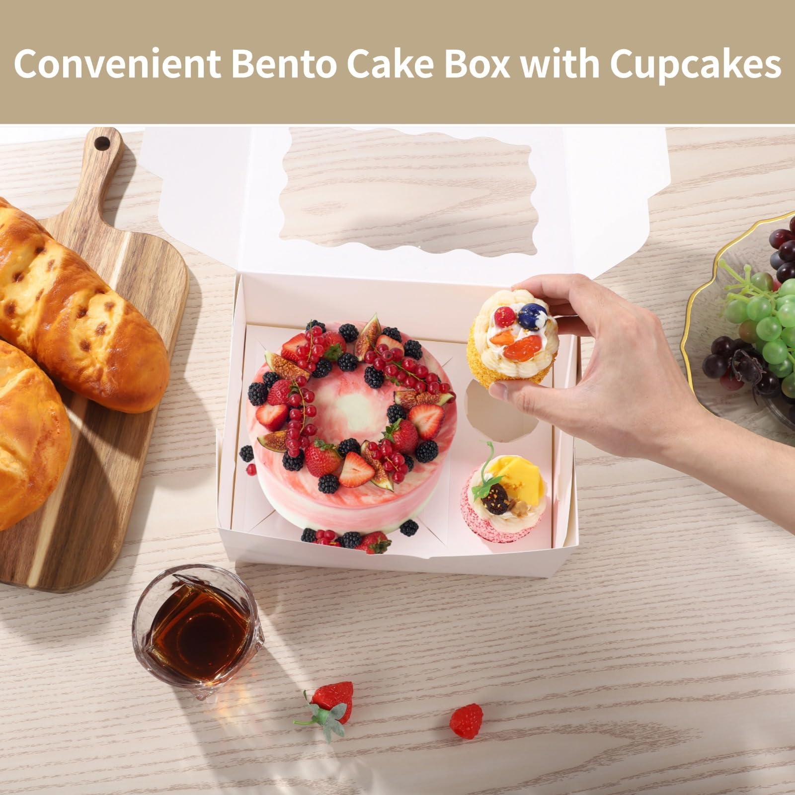 Juego de 12 cajas para tartas con cupcakes, embalaje blanco para mini pasteles y tartas, con una ventana de visualización transparente, perfecto para regalos y panaderías