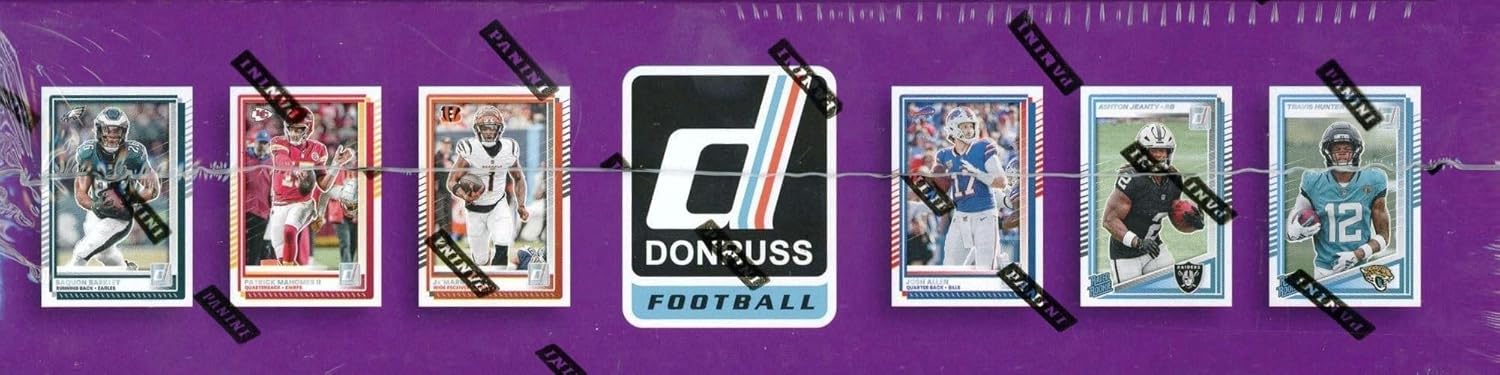 2025 Donruss Football MASSIVE 405 Card Complete HOBBY Factory Set with 100 ROOKIE Cards including Jaxson Dart, Cam Ward, Travis Hunter & Many More! Includes 5 OPTIC RATED ROOKIE PREVIEW HOLOS!