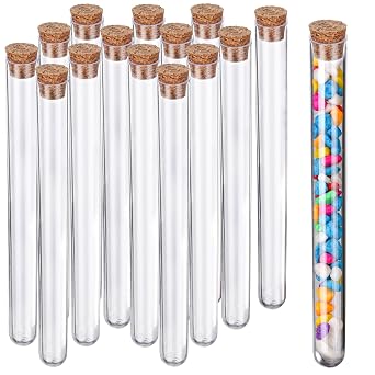 Test Tubes,15pcs Clear Plastic Test Tubes with Cork,15x150mm Tube for Scientific Experiments,Party Decoration,Candy,Bath Salt 15ml