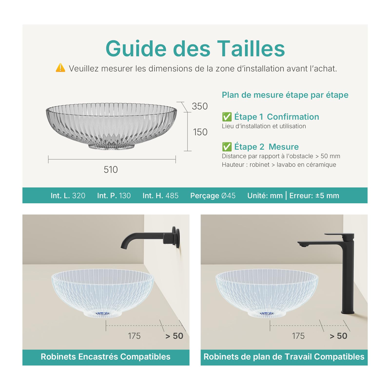 EMKE Vasque à Poser Ovale en Verre Cristal 51 x 35 x 15 cm, Noir Mat | Grand Lavabo Effet Diamant Ciselé, Bol en Verre Trempé pour Meuble Double Vasque de Salle de Bain(Robinet Non Inclus)