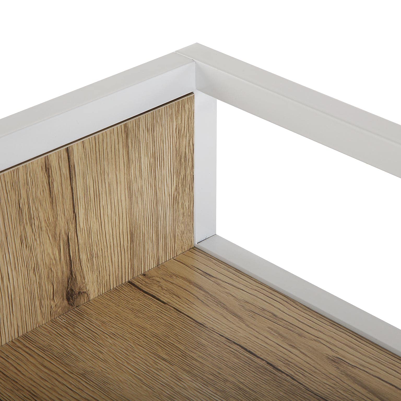 Versa Blumenau Esstisch mit Regal für Küche, Terrasse, Garten oder Esszimmer, Klappbare Arbeitsplatte, Maßnahmen (H x L x B) 120 x 30 x 62 cm, Holz, PVC und Metall, Farbe: Braun und Weiß