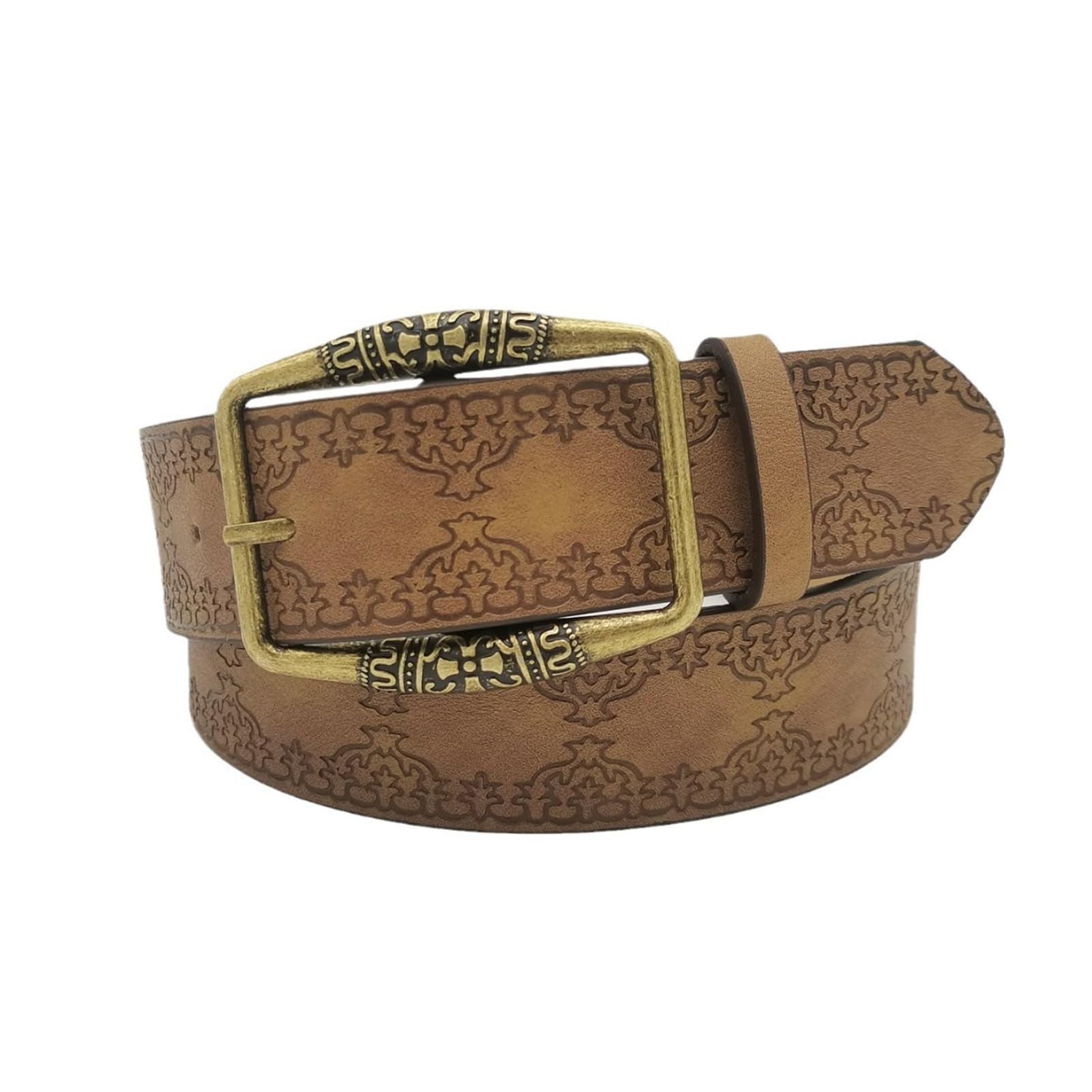 Vintage Floral Bronze metal Belt size small S5359 Western Antique Brass Floral Engraved Buckle Genuine  main image 2