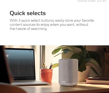 Denon Home 150 NV Home Stereo Wireless Speaker (Black), Bluetooth Wireless, 1 Tweeter, 3.5 Woofer, HEOS Built-in, AirPlay 2, Multi-Room Streaming, Simple Setup, Compact Design